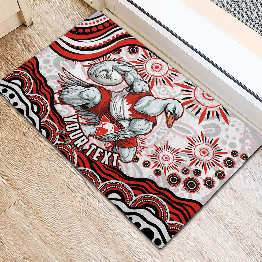 Personalized Sydney Swans Football Mascot Rubber Doormat Aboriginal Dot Art - Dreamtime Football Mascot