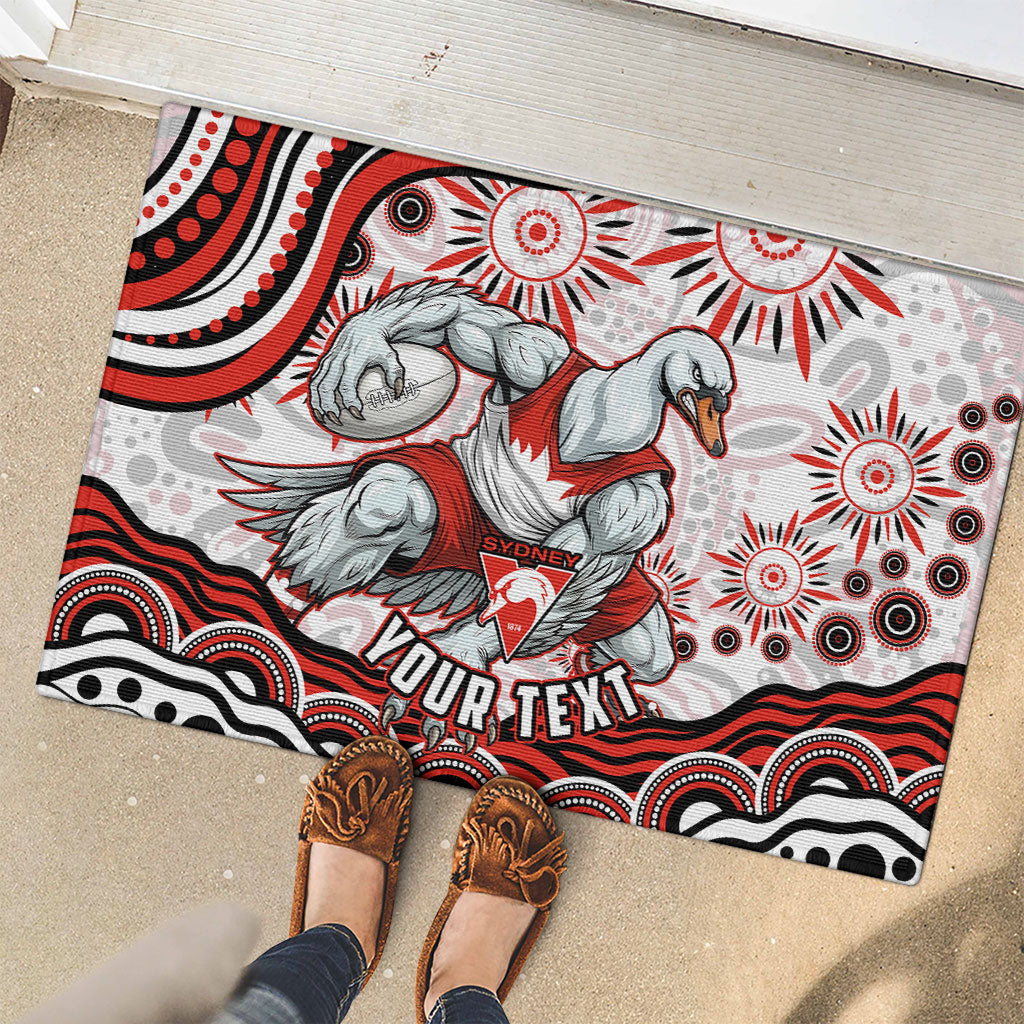 Personalized Sydney Swans Football Mascot Rubber Doormat Aboriginal Dot Art - Dreamtime Football Mascot