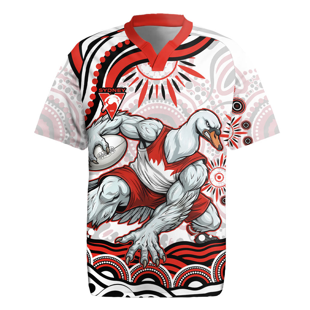 Personalized Sydney Swans Football Mascot Rugby Jersey Aboriginal Dot Art - Dreamtime Football Mascot