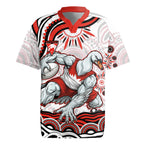 Personalized Sydney Swans Football Mascot Rugby Jersey Aboriginal Dot Art - Dreamtime Football Mascot