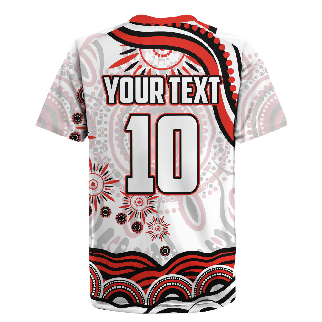 Personalized Sydney Swans Football Mascot Rugby Jersey Aboriginal Dot Art - Dreamtime Football Mascot