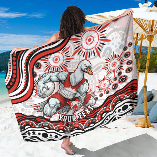 Personalized Sydney Swans Football Mascot Sarong Aboriginal Dot Art - Dreamtime Football Mascot