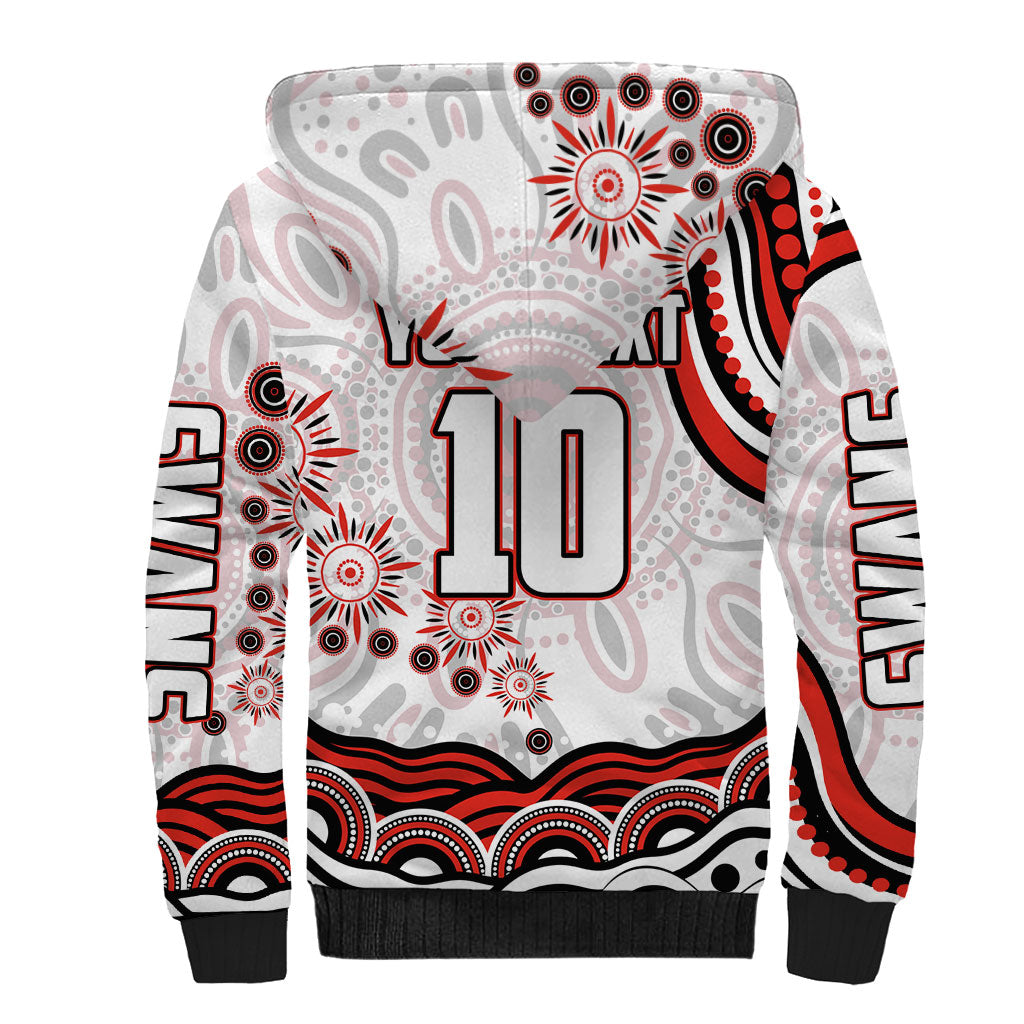 Personalized Sydney Swans Football Mascot Sherpa Hoodie Aboriginal Dot Art - Dreamtime Football Mascot