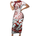 Personalized Sydney Swans Football Mascot Short Sleeve Bodycon Dress Aboriginal Dot Art - Dreamtime Football Mascot