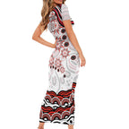 Personalized Sydney Swans Football Mascot Short Sleeve Bodycon Dress Aboriginal Dot Art - Dreamtime Football Mascot