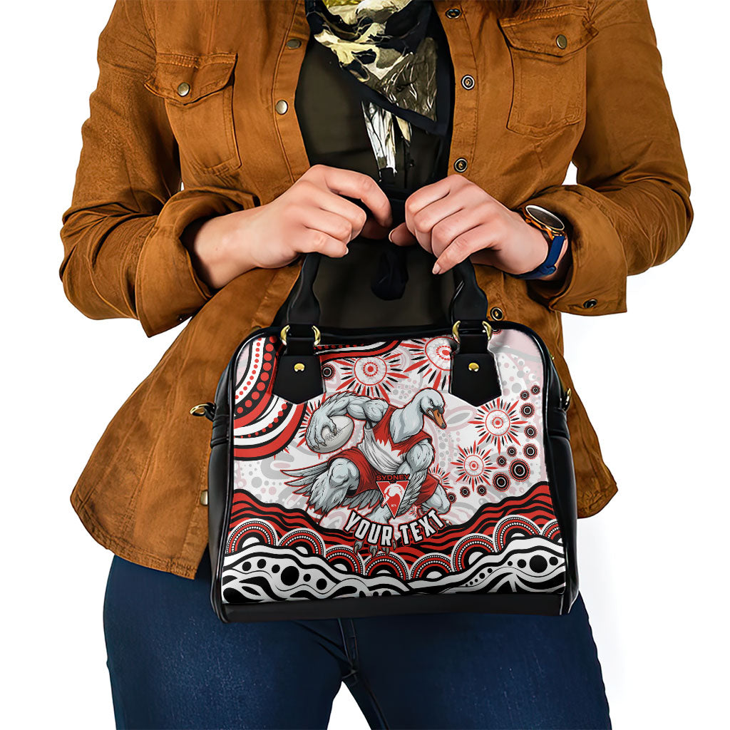 Personalized Sydney Swans Football Mascot Shoulder Handbag Aboriginal Dot Art - Dreamtime Football Mascot