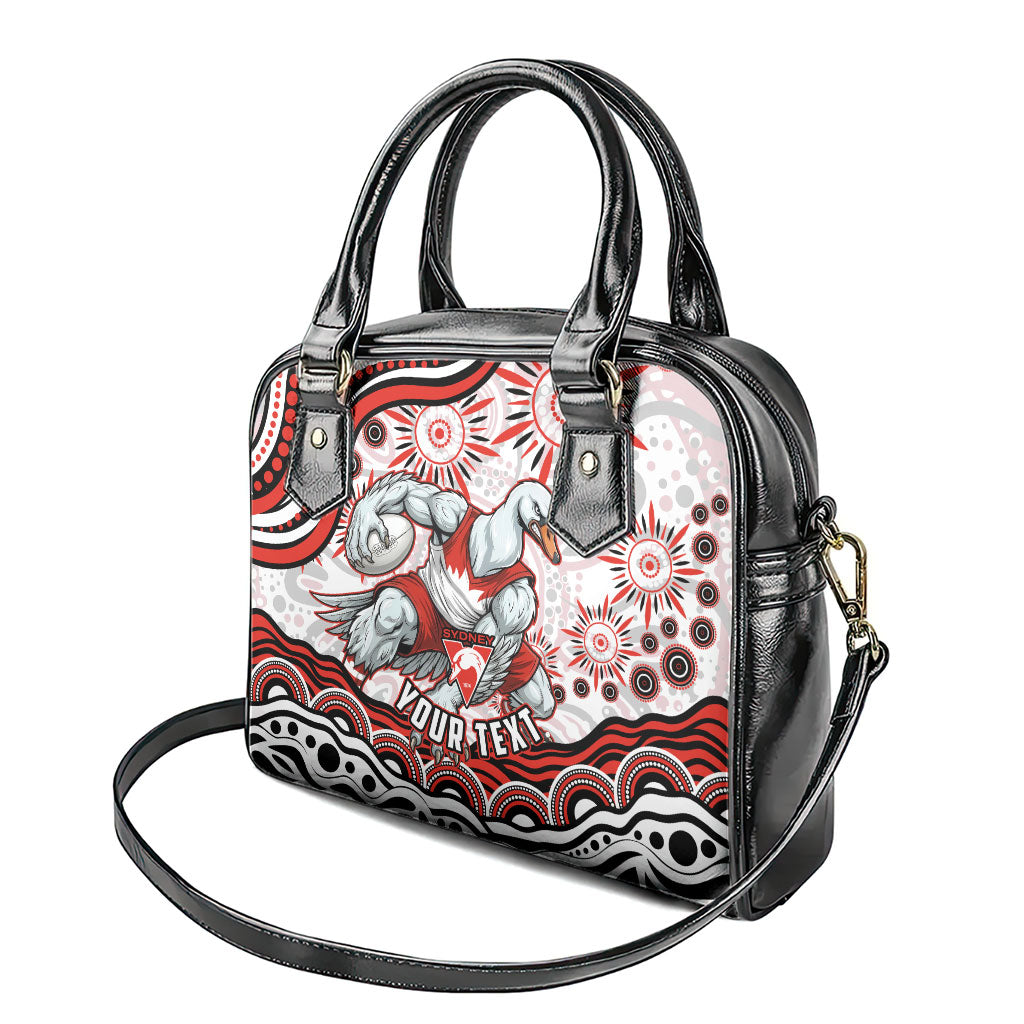 Personalized Sydney Swans Football Mascot Shoulder Handbag Aboriginal Dot Art - Dreamtime Football Mascot