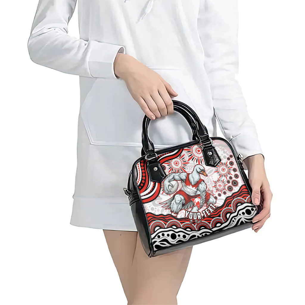 Personalized Sydney Swans Football Mascot Shoulder Handbag Aboriginal Dot Art - Dreamtime Football Mascot