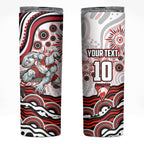 Personalized Sydney Swans Football Mascot Skinny Tumbler Aboriginal Dot Art - Dreamtime Football Mascot