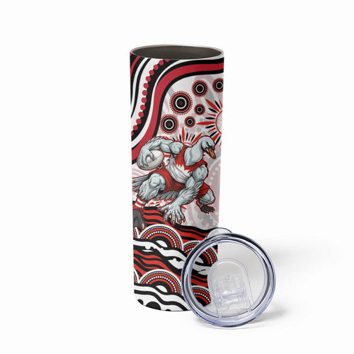 Personalized Sydney Swans Football Mascot Skinny Tumbler Aboriginal Dot Art - Dreamtime Football Mascot