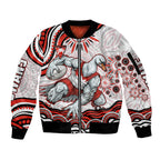Personalized Sydney Swans Football Mascot Sleeve Zip Bomber Jacket Aboriginal Dot Art - Dreamtime Football Mascot