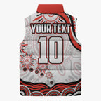 Personalized Sydney Swans Football Mascot Sleeveless Puffer Jacket Aboriginal Dot Art - Dreamtime Football Mascot