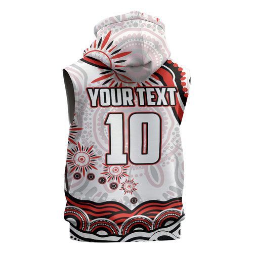 Personalized Sydney Swans Football Mascot Sleeveless Zip Hoodie Aboriginal Dot Art - Dreamtime Football Mascot