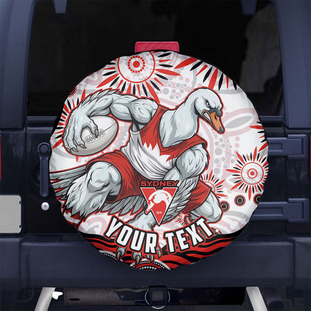 Personalized Sydney Swans Football Mascot Spare Tire Cover Aboriginal Dot Art - Dreamtime Football Mascot