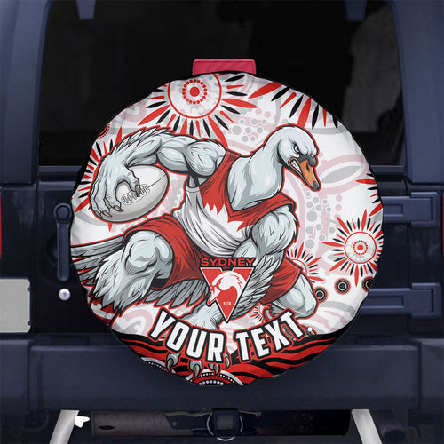 Personalized Sydney Swans Football Mascot Spare Tire Cover Aboriginal Dot Art - Dreamtime Football Mascot