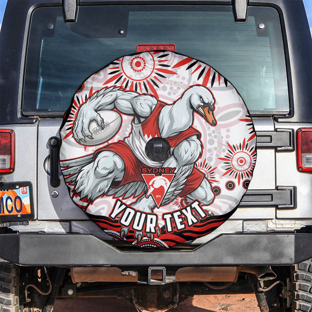 Personalized Sydney Swans Football Mascot Spare Tire Cover Aboriginal Dot Art - Dreamtime Football Mascot