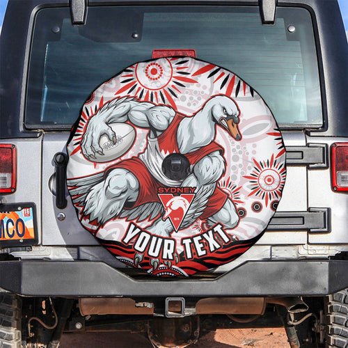 Personalized Sydney Swans Football Mascot Spare Tire Cover Aboriginal Dot Art - Dreamtime Football Mascot
