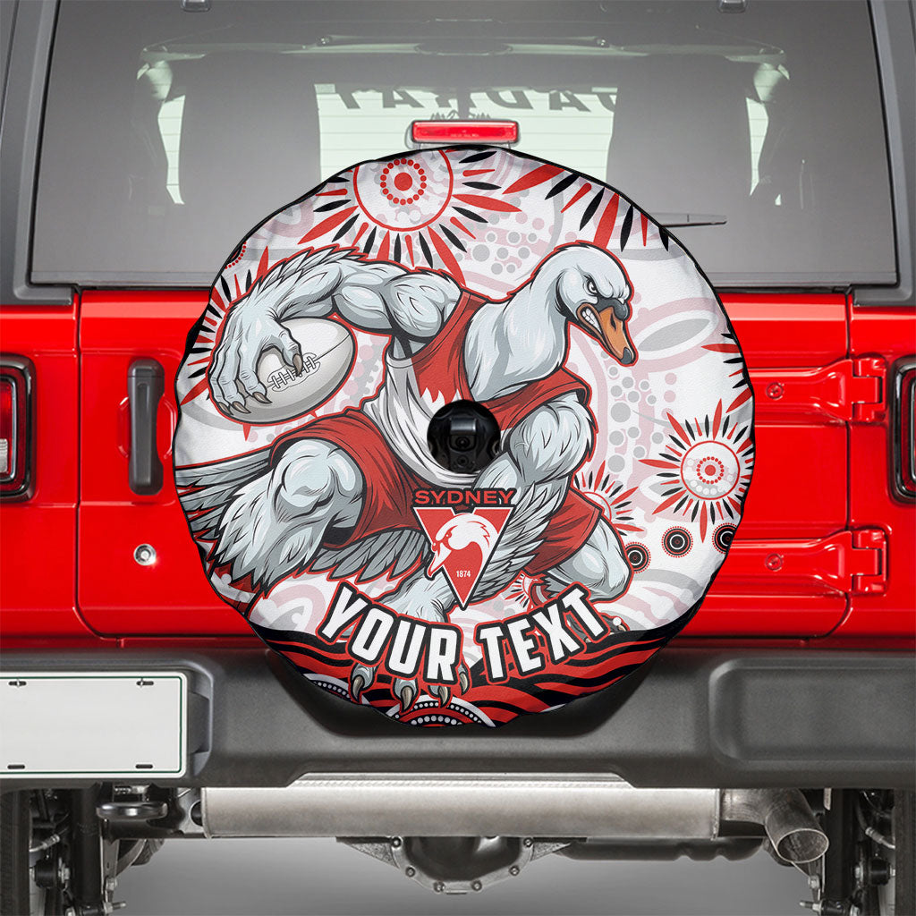 Personalized Sydney Swans Football Mascot Spare Tire Cover Aboriginal Dot Art - Dreamtime Football Mascot