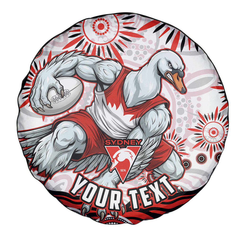 Personalized Sydney Swans Football Mascot Spare Tire Cover Aboriginal Dot Art - Dreamtime Football Mascot
