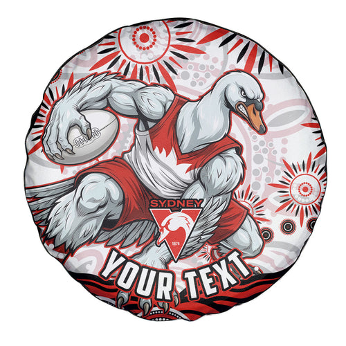 Personalized Sydney Swans Football Mascot Spare Tire Cover Aboriginal Dot Art - Dreamtime Football Mascot