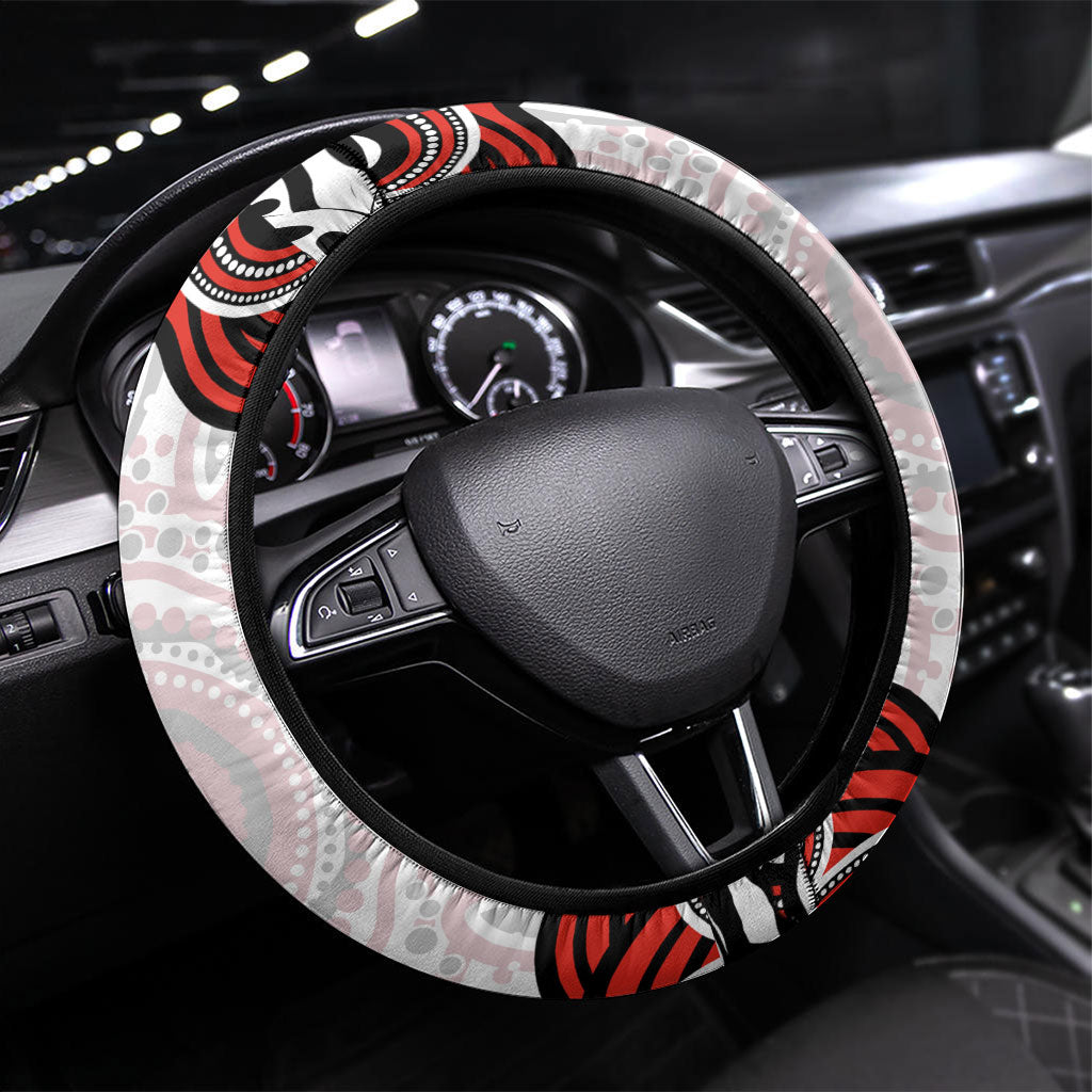 Sydney Swans Football Mascot Steering Wheel Cover Aboriginal Dot Art - Dreamtime Football Mascot