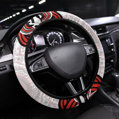 Sydney Swans Football Mascot Steering Wheel Cover Aboriginal Dot Art - Dreamtime Football Mascot