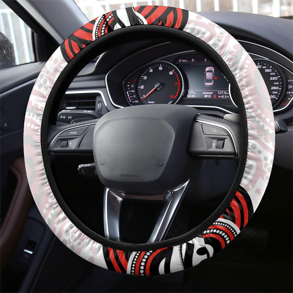 Sydney Swans Football Mascot Steering Wheel Cover Aboriginal Dot Art - Dreamtime Football Mascot