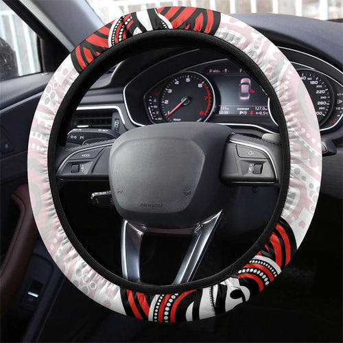 Sydney Swans Football Mascot Steering Wheel Cover Aboriginal Dot Art - Dreamtime Football Mascot