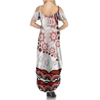 Personalized Sydney Swans Football Mascot Summer Maxi Dress Aboriginal Dot Art - Dreamtime Football Mascot