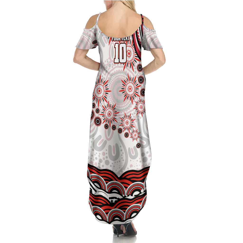 Personalized Sydney Swans Football Mascot Summer Maxi Dress Aboriginal Dot Art - Dreamtime Football Mascot