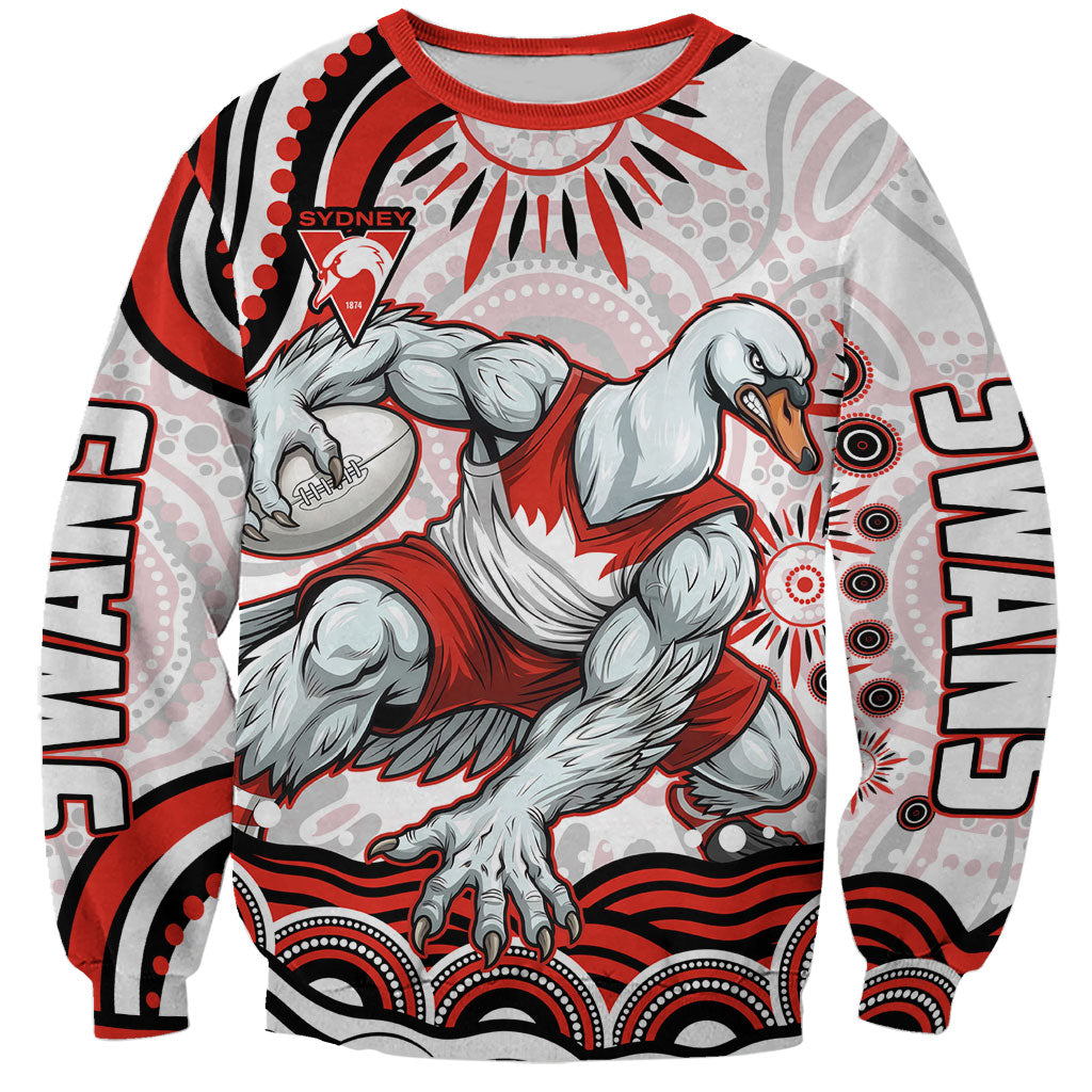 Personalized Sydney Swans Football Mascot Sweatshirt Aboriginal Dot Art - Dreamtime Football Mascot
