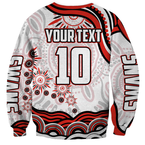 Personalized Sydney Swans Football Mascot Sweatshirt Aboriginal Dot Art - Dreamtime Football Mascot