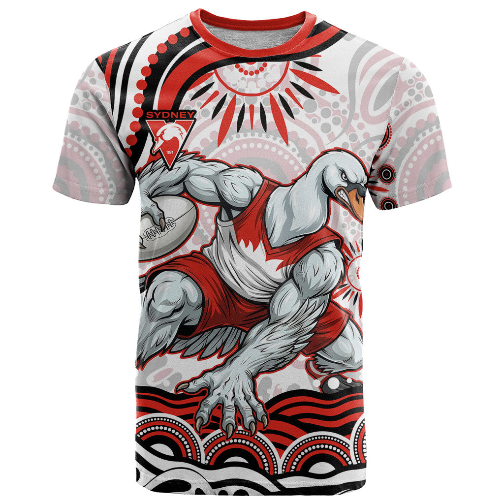 Personalized Sydney Swans Football Mascot T Shirt Aboriginal Dot Art - Dreamtime Football Mascot