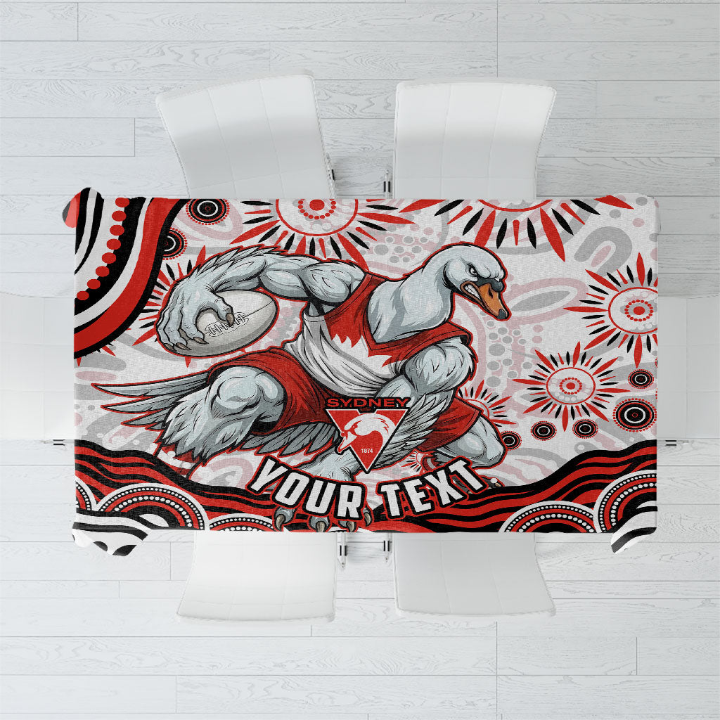 Personalized Sydney Swans Football Mascot Tablecloth Aboriginal Dot Art - Dreamtime Football Mascot