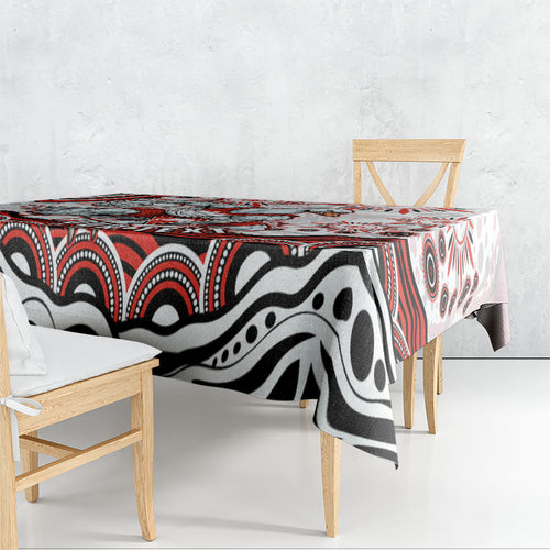Personalized Sydney Swans Football Mascot Tablecloth Aboriginal Dot Art - Dreamtime Football Mascot