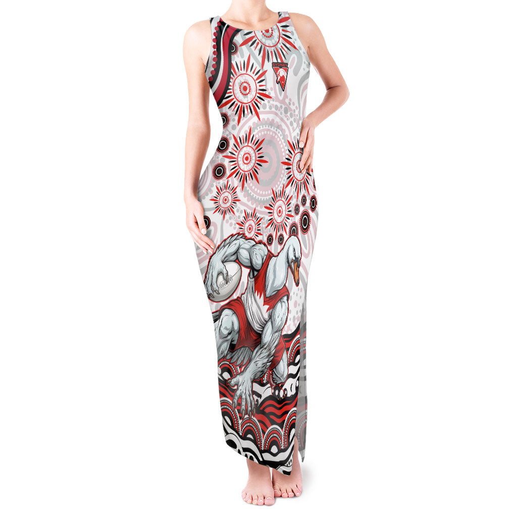 Personalized Sydney Swans Football Mascot Tank Maxi Dress Aboriginal Dot Art - Dreamtime Football Mascot
