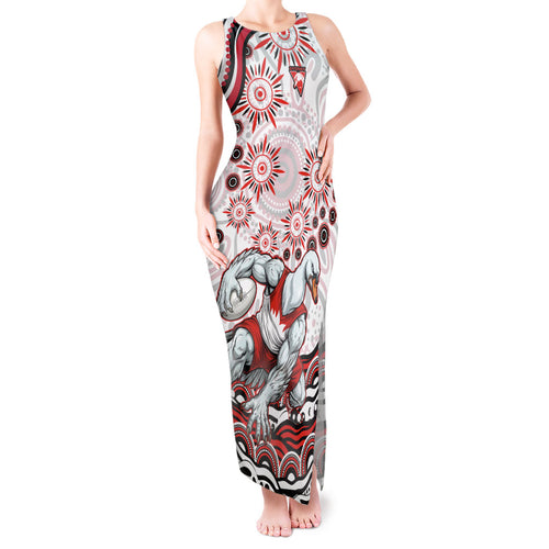 Personalized Sydney Swans Football Mascot Tank Maxi Dress Aboriginal Dot Art - Dreamtime Football Mascot