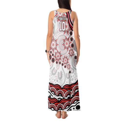 Personalized Sydney Swans Football Mascot Tank Maxi Dress Aboriginal Dot Art - Dreamtime Football Mascot