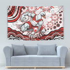 Personalized Sydney Swans Football Mascot Tapestry Aboriginal Dot Art - Dreamtime Football Mascot