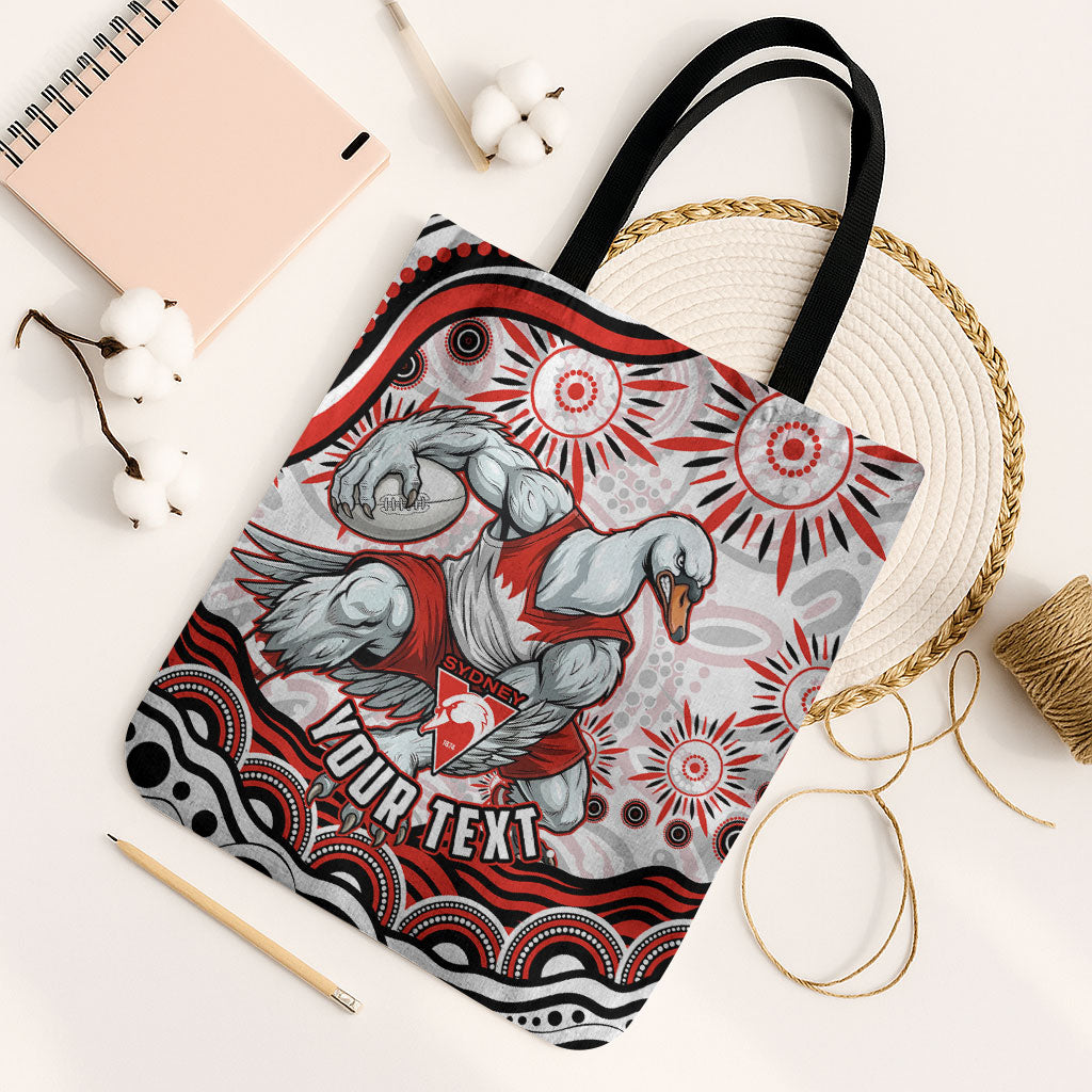 Personalized Sydney Swans Football Mascot Tote Bag Aboriginal Dot Art - Dreamtime Football Mascot