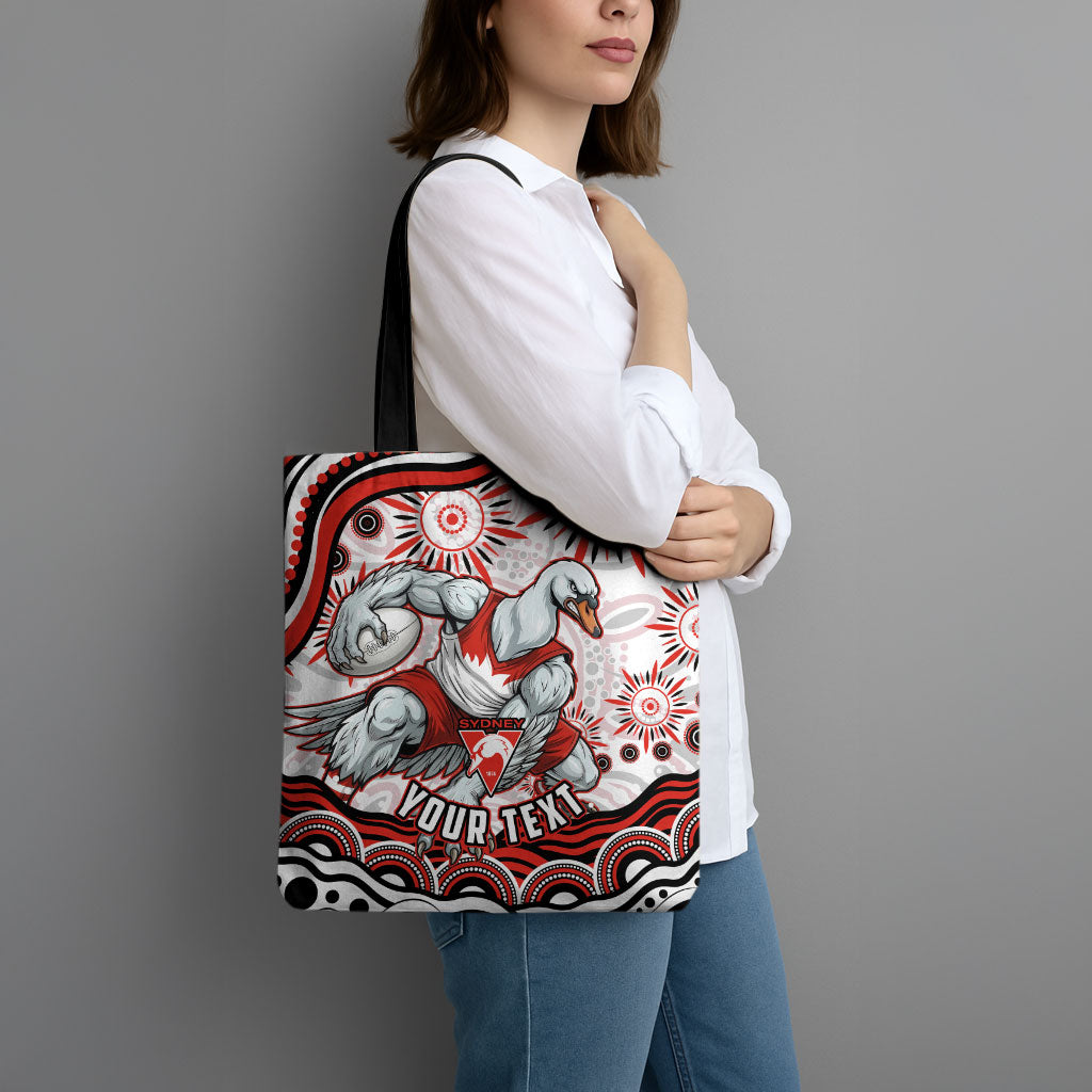 Personalized Sydney Swans Football Mascot Tote Bag Aboriginal Dot Art - Dreamtime Football Mascot
