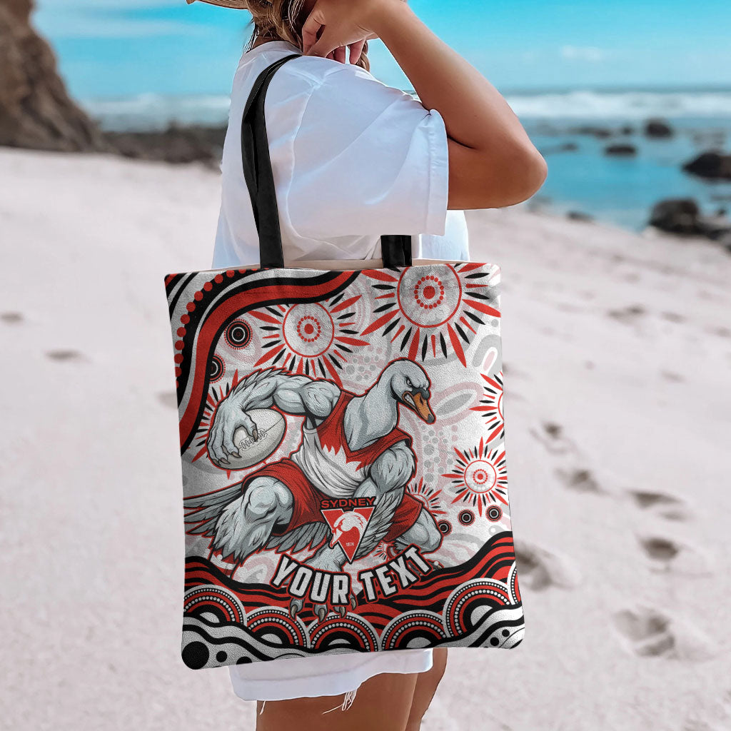Personalized Sydney Swans Football Mascot Tote Bag Aboriginal Dot Art - Dreamtime Football Mascot