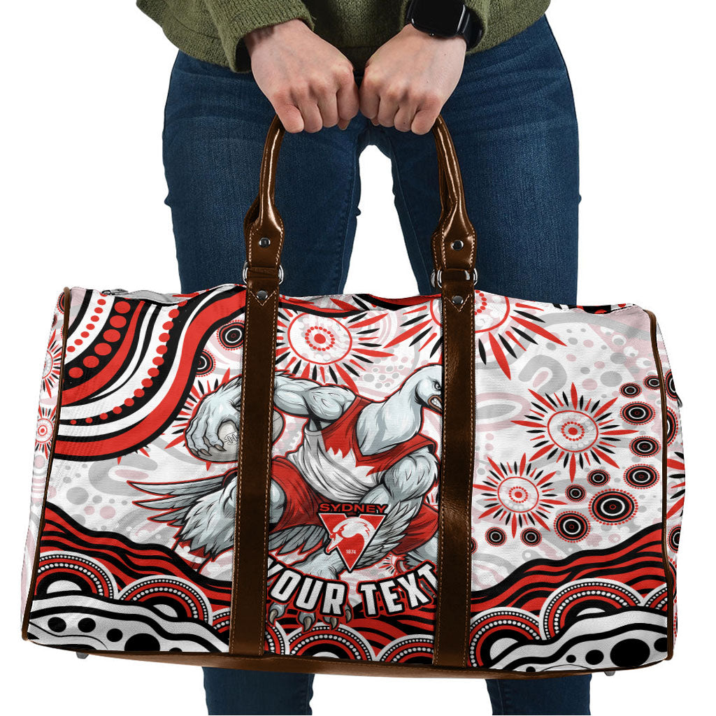 Personalized Sydney Swans Football Mascot Travel Bag Aboriginal Dot Art - Dreamtime Football Mascot