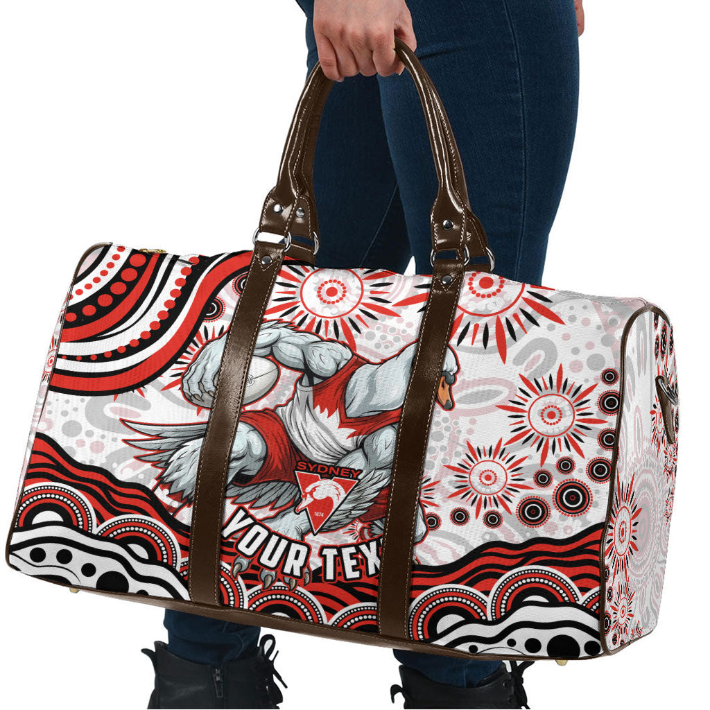 Personalized Sydney Swans Football Mascot Travel Bag Aboriginal Dot Art - Dreamtime Football Mascot