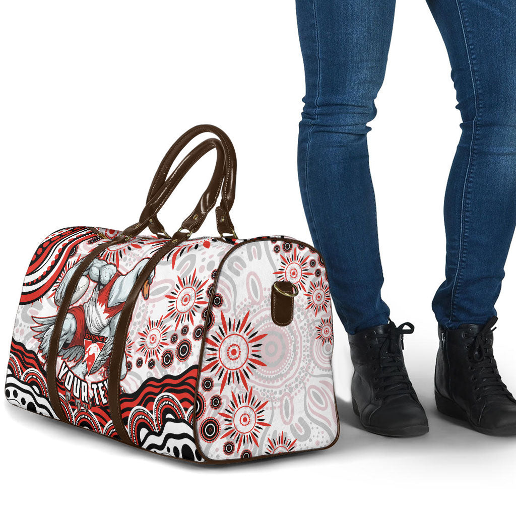 Personalized Sydney Swans Football Mascot Travel Bag Aboriginal Dot Art - Dreamtime Football Mascot