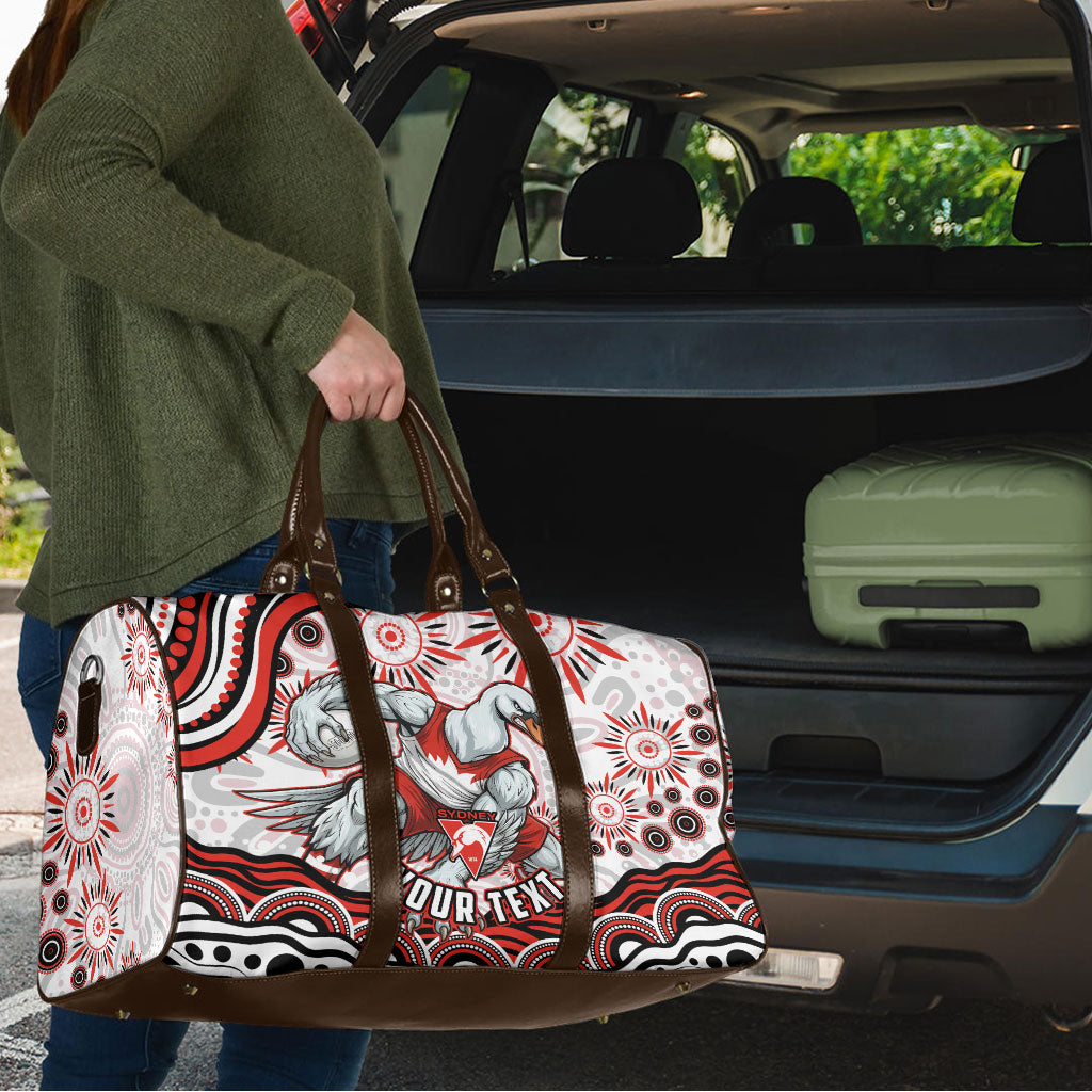Personalized Sydney Swans Football Mascot Travel Bag Aboriginal Dot Art - Dreamtime Football Mascot