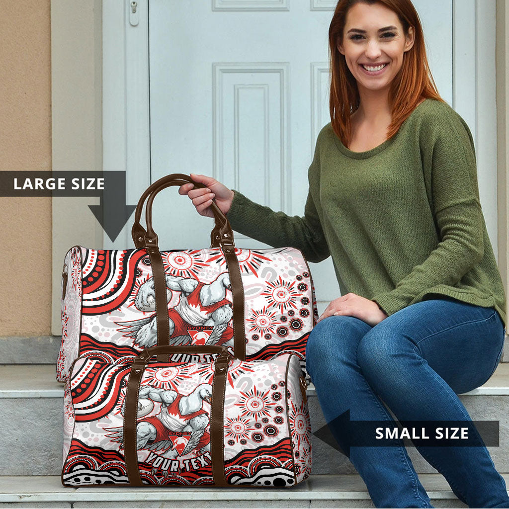 Personalized Sydney Swans Football Mascot Travel Bag Aboriginal Dot Art - Dreamtime Football Mascot