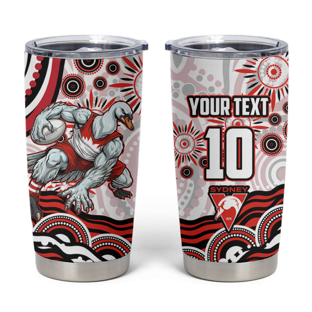 Personalized Sydney Swans Football Mascot Tumbler Cup Aboriginal Dot Art - Dreamtime Football Mascot