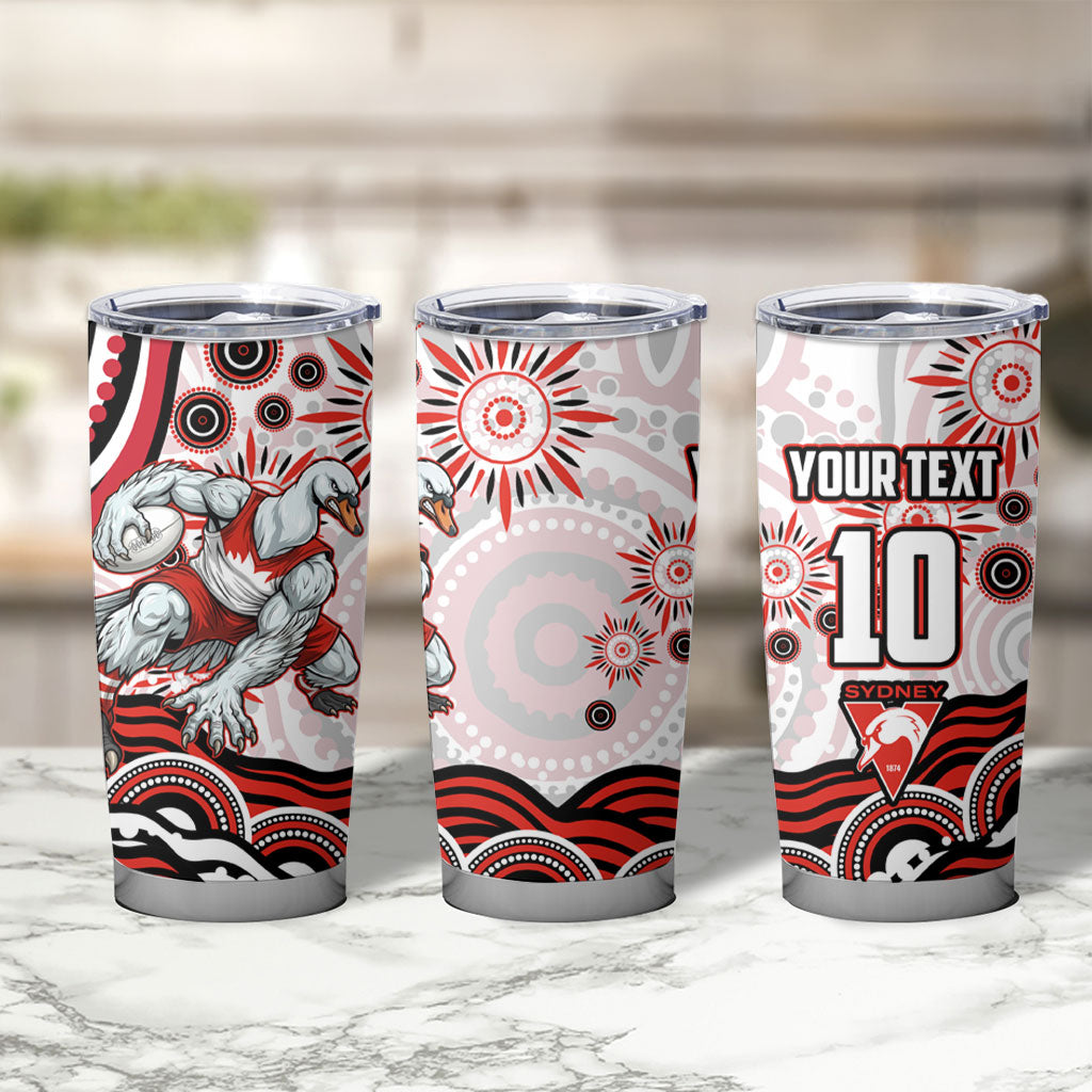Personalized Sydney Swans Football Mascot Tumbler Cup Aboriginal Dot Art - Dreamtime Football Mascot