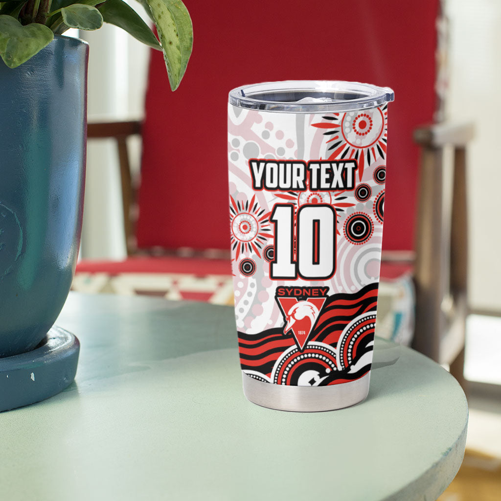 Personalized Sydney Swans Football Mascot Tumbler Cup Aboriginal Dot Art - Dreamtime Football Mascot